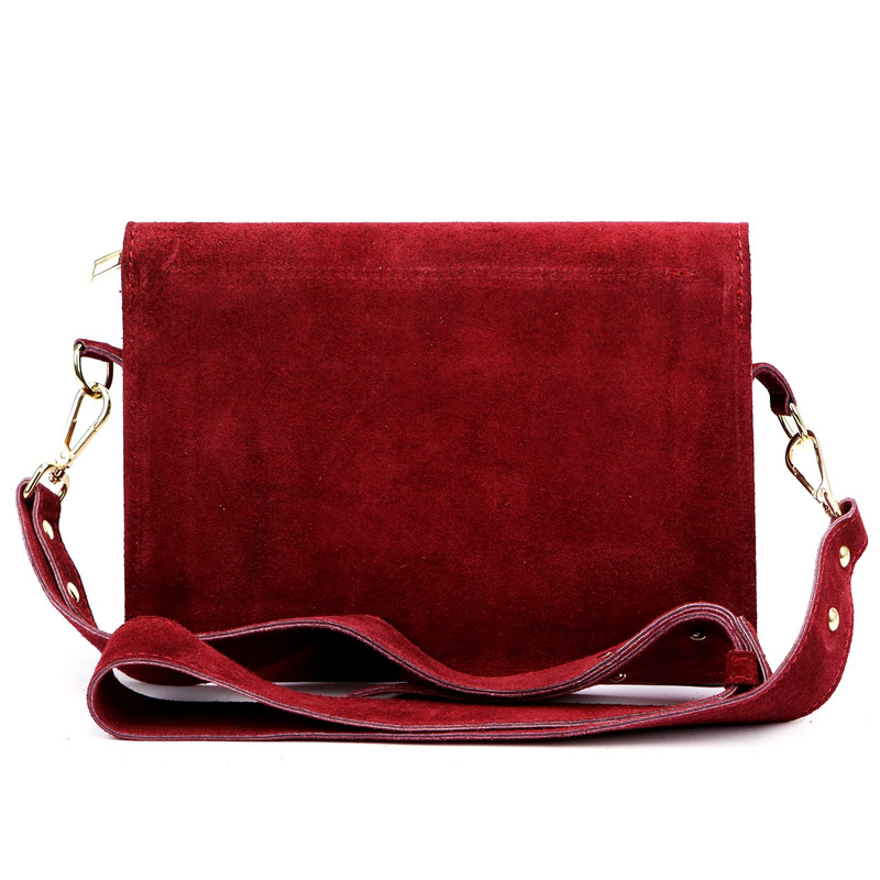 Luka zamszowa damska listonoszka torebka na ramię skórzana z kieszenią