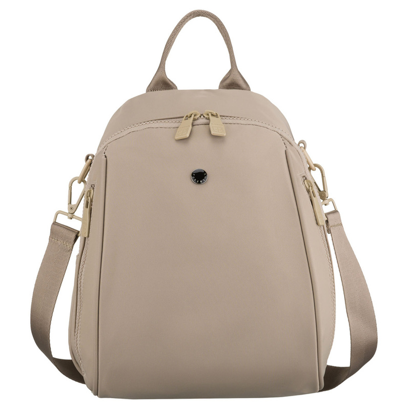 Miejski plecak damski wykonany z poliestru w kolorze ecru, wyposażony w dodatkowy pasek - Peterson