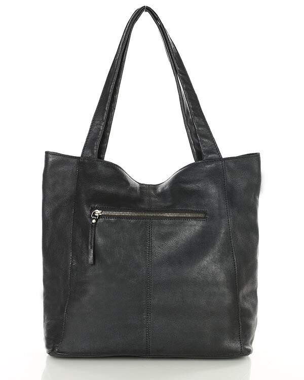Miękka torba typu shopper skórzana na ramię - MARCO MAZZINI - czarny