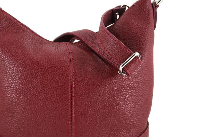 Modna torebka włoska skórzana - Bordowa