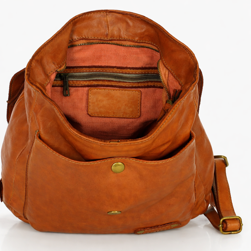 MARCO Miejski plecak skórzany w stylu old look handmade leather brąz camel