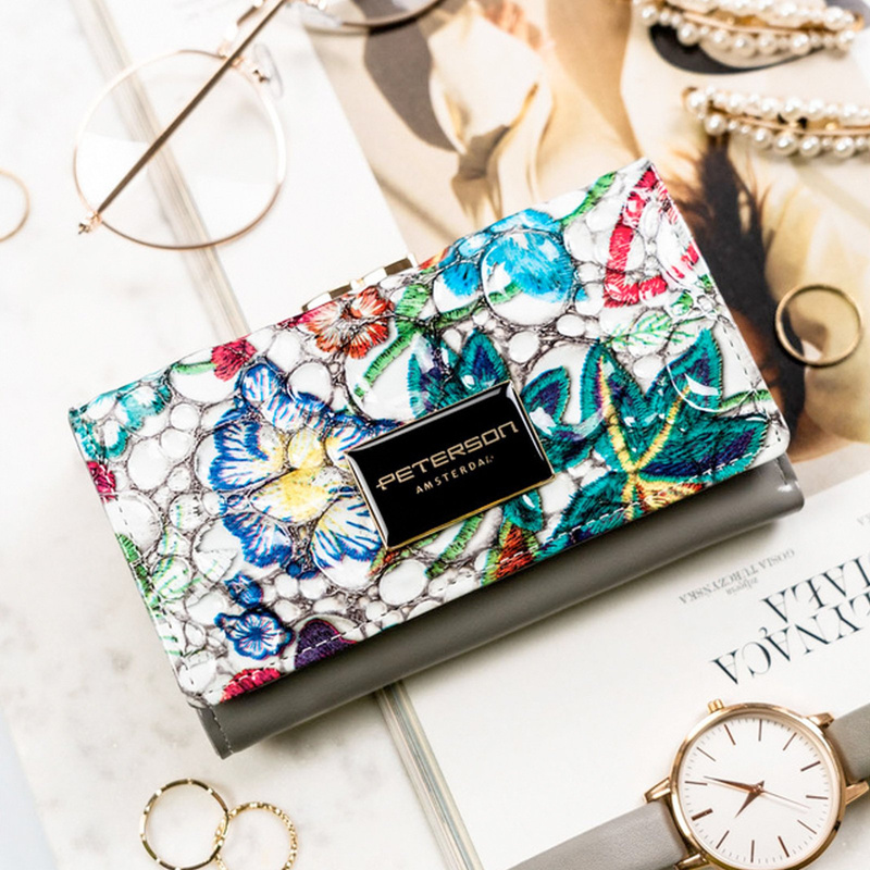 skóra naturalna + Damski portfel ze skóry ekologicznej Peterson PTN PH23-LFL