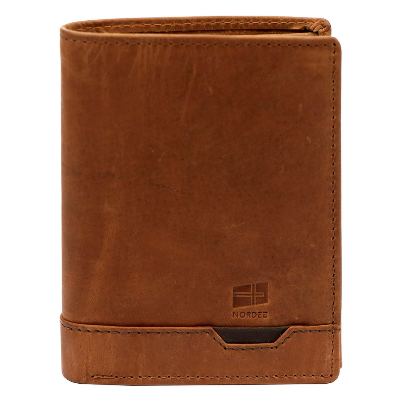 Nordee męski portfel skóra naturalna pionowa portmonetka składana duża