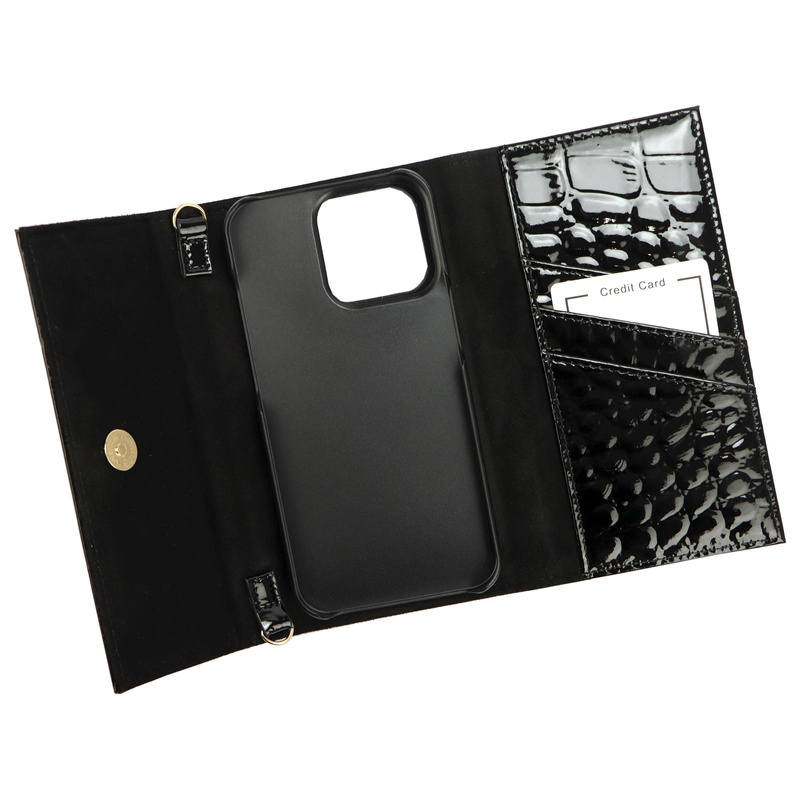 MiaMore etui Iphone 12 PRO case z klapą wzór skóra krokodyla z łańcuszkiem