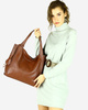 Modna torebka damska skórzany shopper bag - MARCO MAZZINI Portofino Max brąz