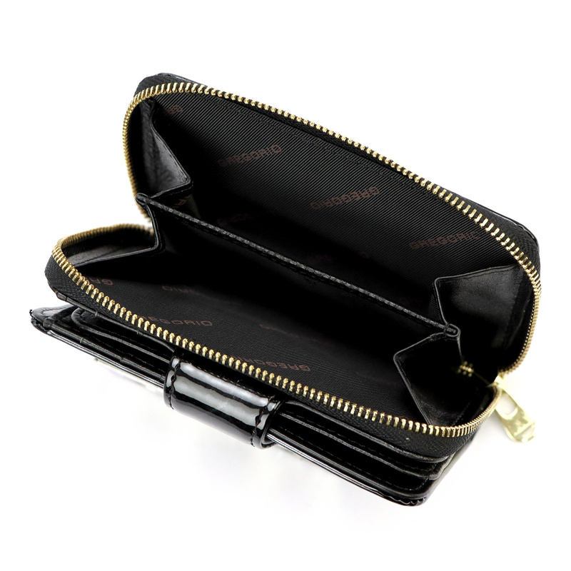 Gregorio portfel damski skóra naturalna lakierowana pionowa portmonetka