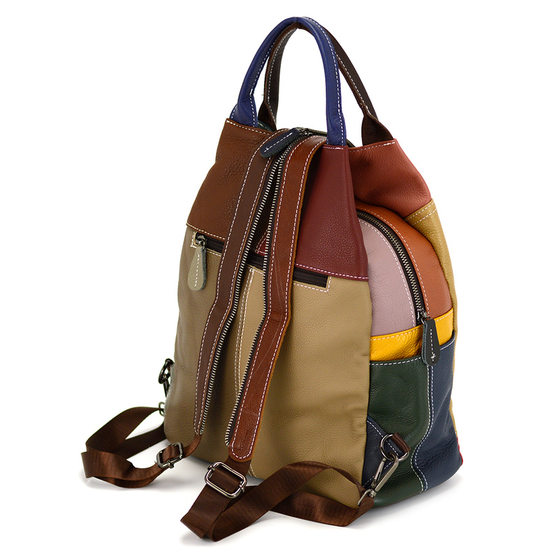 Wzorzysty damski plecak skórzany z wzorem mozaiki