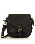 MARCO MAZZINI Klasyczna listonoszka z naturalnej skóry saddle bag genuine leather czarny