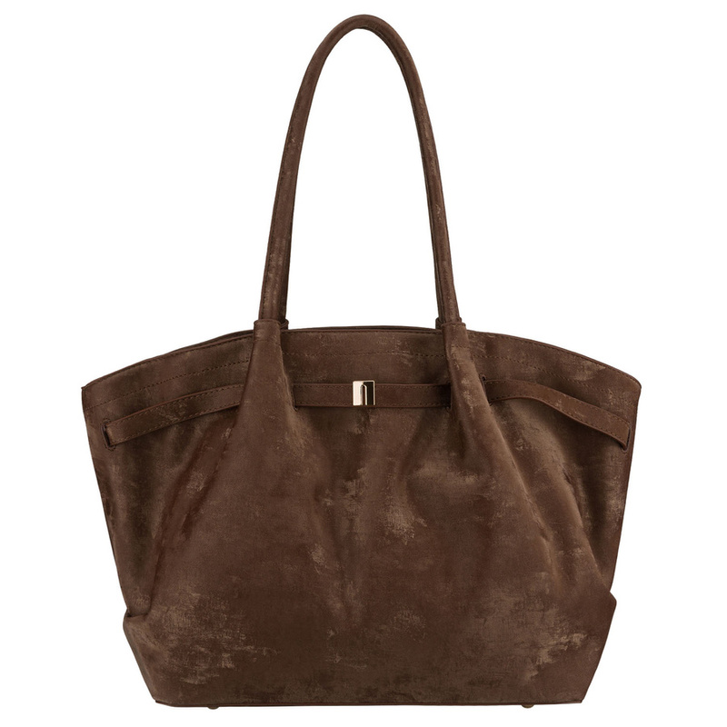 Duża, brązowa shopperka damska wykonana ze skóry ekologicznej, jednokomorowa - Peterson