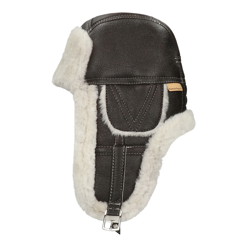 Skórzana ciepła pilotka kożuchowa czapka Podhale