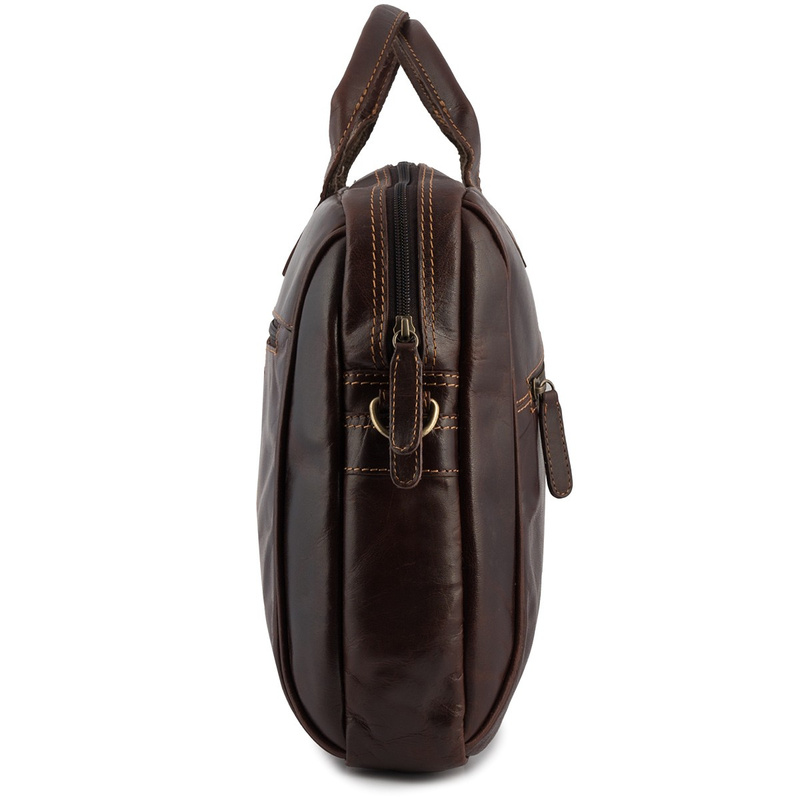 Torba męska skórzana na ramię laptopa duża ciemno-brązowa biznesowa Beltimore N01