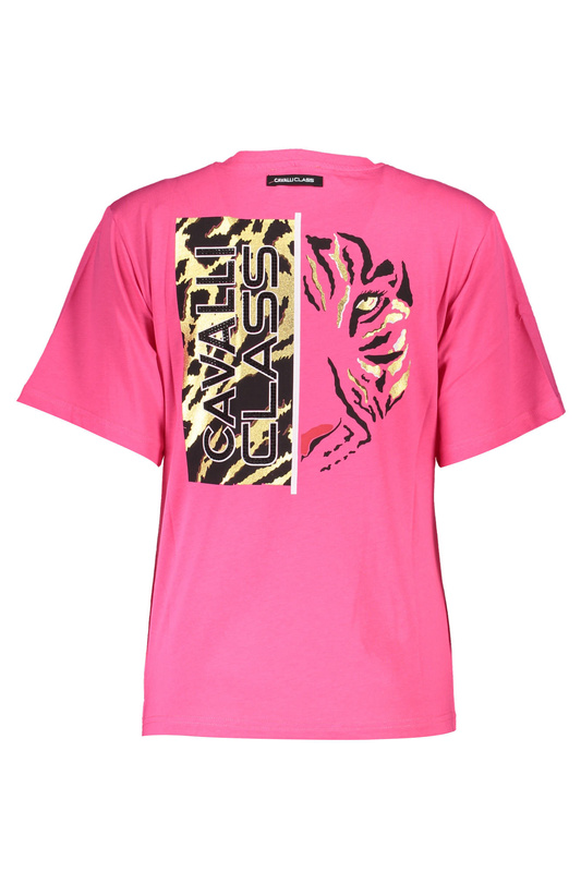 CAVALLI CLASS T-SHIRT Z KRÓTKIM RĘKAWEM DAMSKI RÓŻOWY