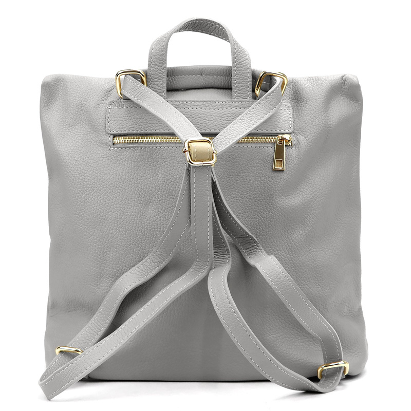 Vera Pelle Damski plecak z prawdziwej skóry duży z kieszeniami miejski