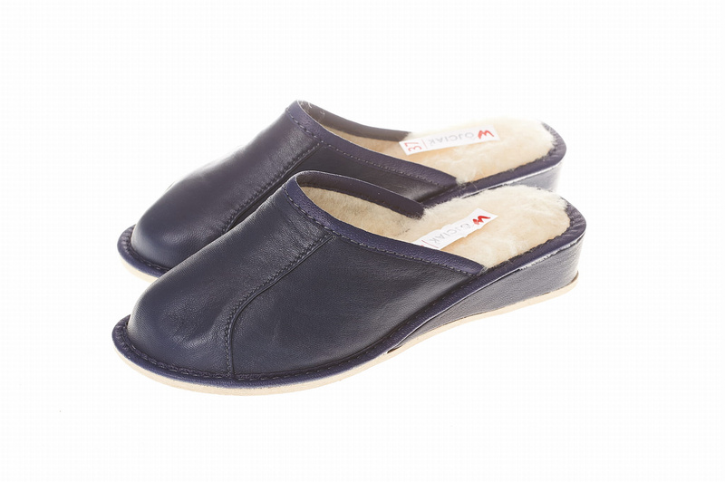 Wójciak Podhale damskie domowe kapcie ze skóry naturalnej zabudowane ciepłe