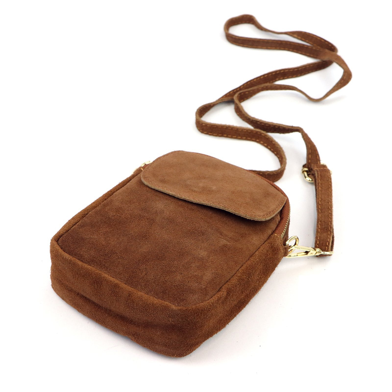 Luka Mała damska dwukomorowa listonoszka skórzana zamszowa przez ramię