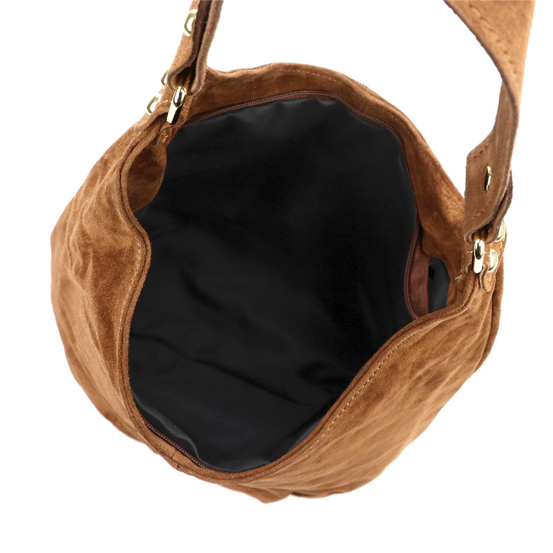 Vera Pelle damska torebka na ramię skóra naturalna zamszowa shopperbag