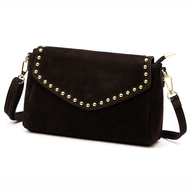 Vera Pelle damska listonoszka skórzana zamszowa torebka na ramię kieszenie