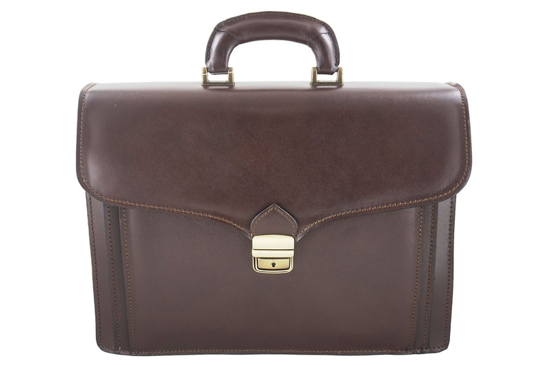 Teczka męska ze skóry naturalnej - Brązowa ciemna