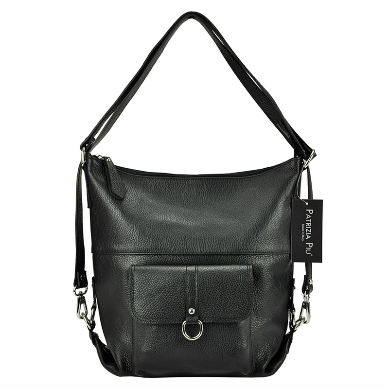 PATRIZIA Duża elegancka damska skórzana torebka na ramię z kieszeniami