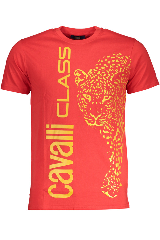 T-SHIRT M�SKI Z KR�TKIM R�KAWEM KLASY CAVALLI CZERWONY