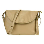 Beżowa Torebka Damska Skóra Naturalna Listonoszka Klapa B75