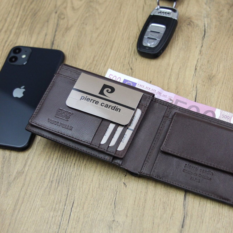 Męski duży portfel pleciony motyw Pierre Cardin