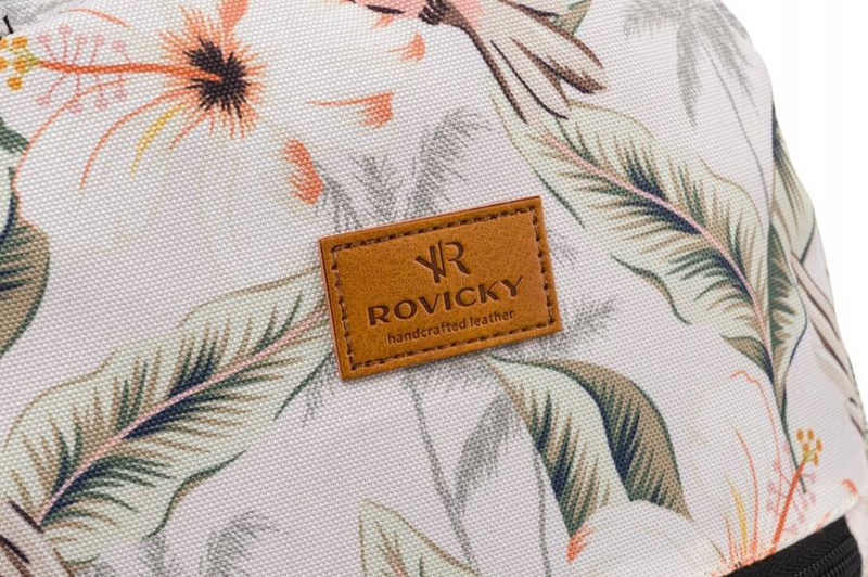 Wielokolorowy plecak damski z poliestru z modnym wzorem pawich piór - Rovicky