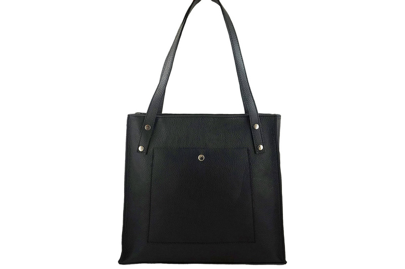 Torebka skórzana na ramię damska - Czarna