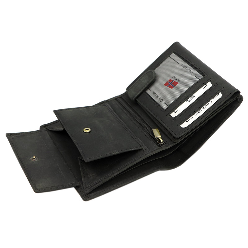 Nordee męski portfel skóra naturalna pionowa portmonetka składana duża