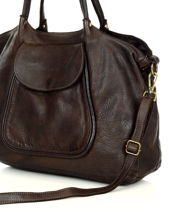 MARCO MAZZINI Torebka skórzana shopper bag ispirato dalla natura brąz