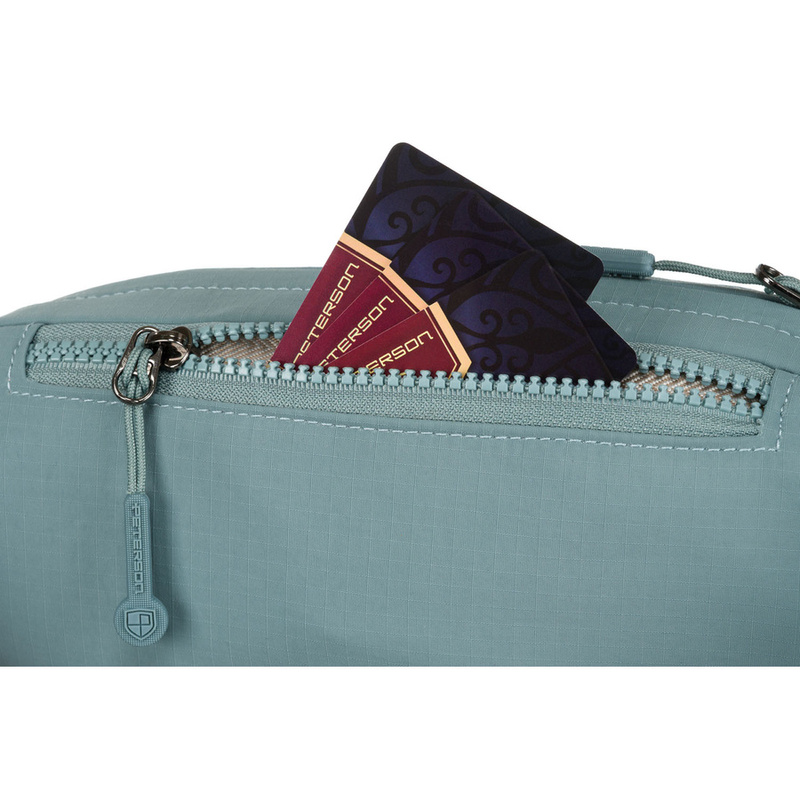 Niebieska nerka damska na biodra z kieszonką na froncie - Peterson