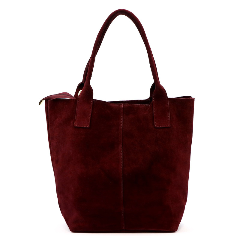 Vera Pelle zamszowa damska shopperbag skóra naturalna torebka na ramię