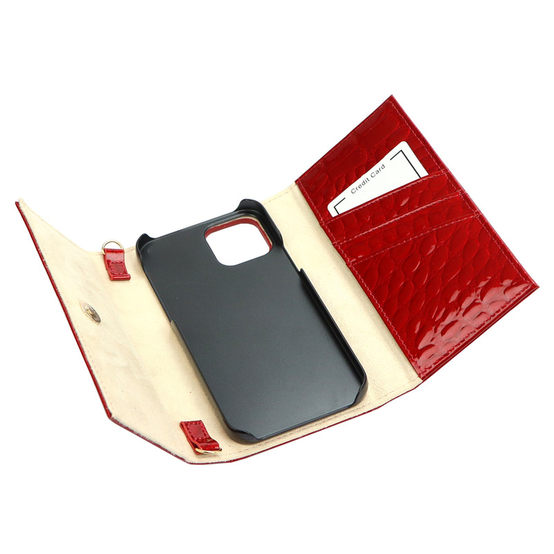 MiaMore etui Iphone 12 PRO case z klapą wzór skóra krokodyla z łańcuszkiem