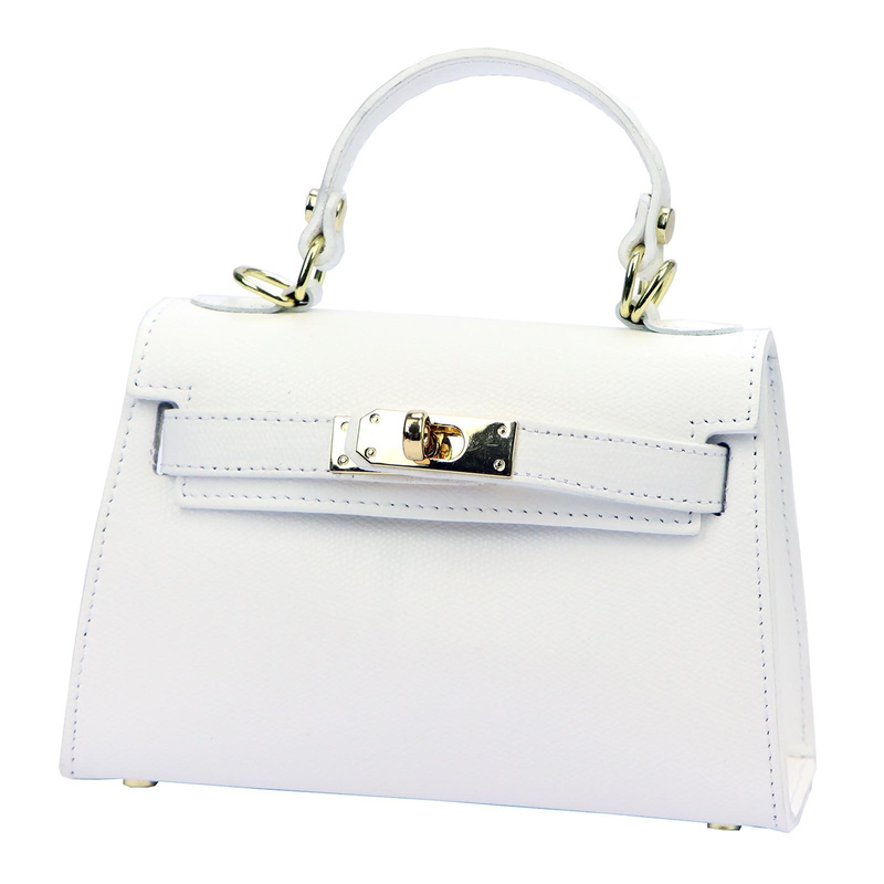 Mały damski kuferek listonoszka skórzana torebka do ręki z paskiem Luka