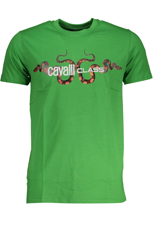 ZIELONY T-SHIRT MĘSKI Z KRÓTKIM RĘKAWEM KLASY CAVALLI