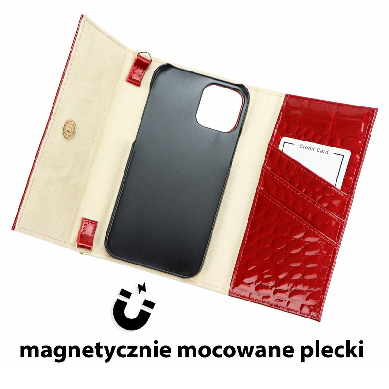 MiaMore etui Iphone 12 PRO case z klapą wzór skóra krokodyla z łańcuszkiem