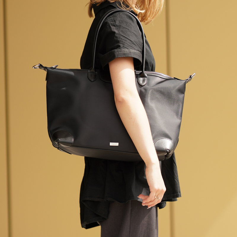 Nylonowa Torba damska shopper Solier FB48 Lestia czarna