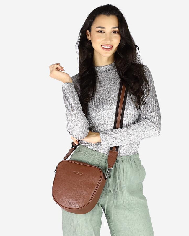 Torba skórzana na dwa zamki crossbody camera bag - MARCO MAZZINI brązowy