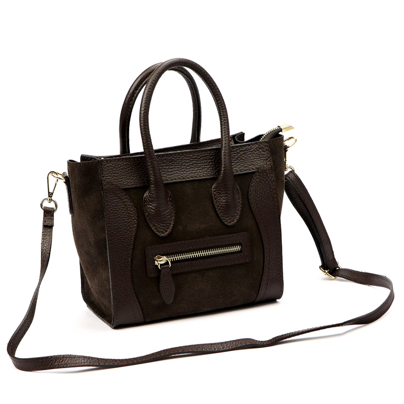 Vera Pelle damski kuferek skóra naturalna torebka na ramię z kieszeniami