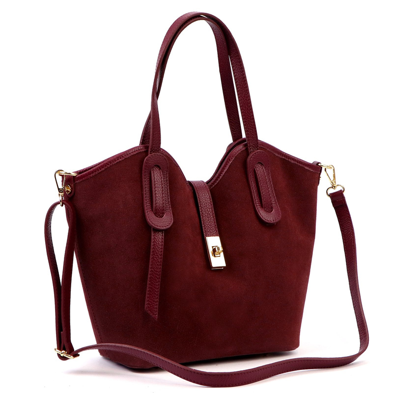 Luka Zamszowa skórzana damska shopperbag na ramię pojemna i stylowa