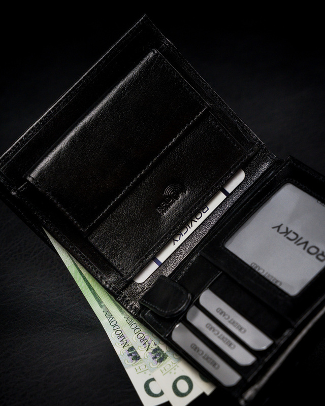 Pojemny portfel męski skórzany z RFID - Rovicky