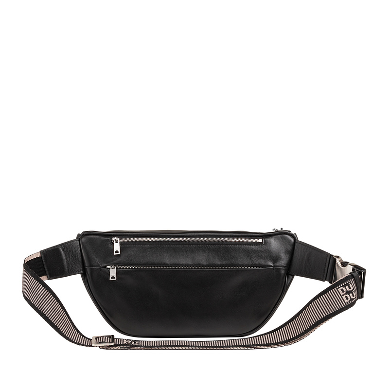 Miejska stylowa Skórzana saszetka nerka z kieszeniami i paskiem DUDU