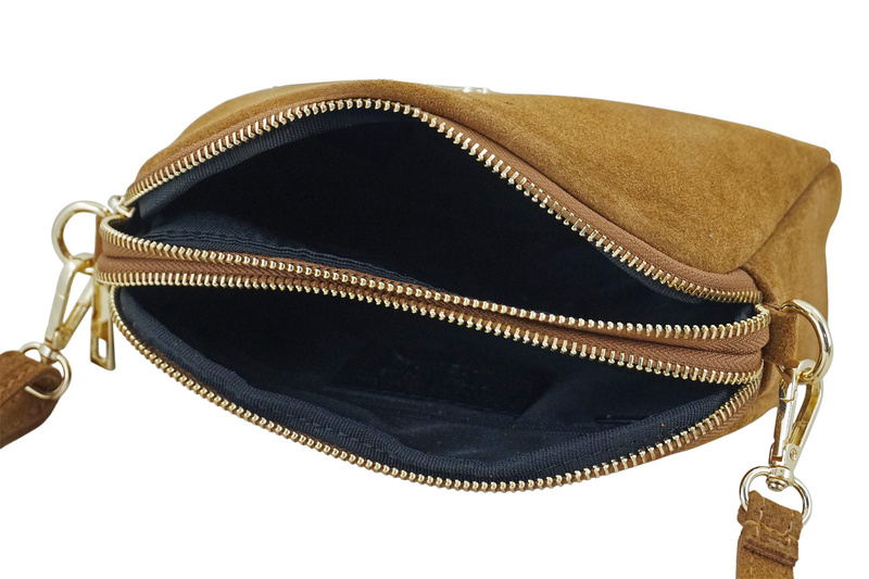 Mała torebka zamszowa wieczorowa - Brązowa jasna