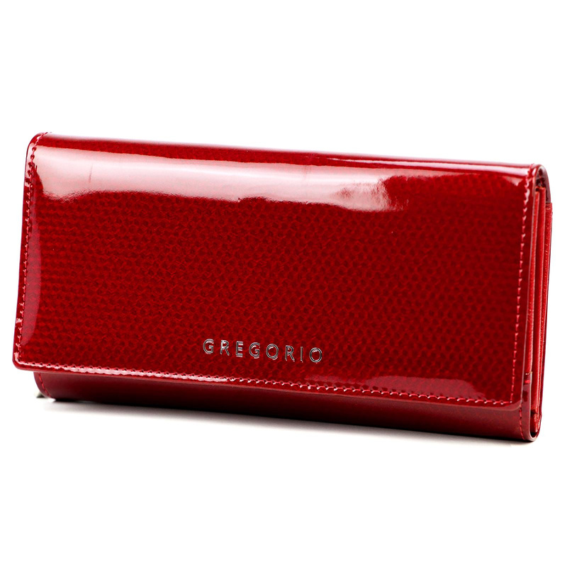 Lakierowany duży Skórzany damski portfel Gregorio