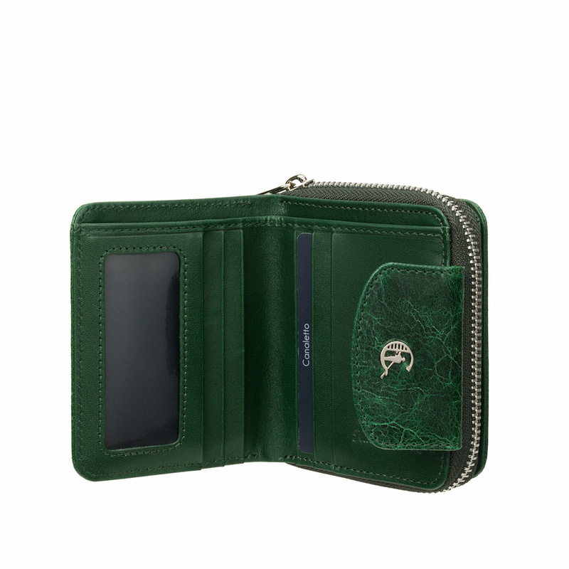 Dwustronny zielony portfel damski Canaletto ze skóry naturalnej – elegancja i funkcjonalność PD1026s257