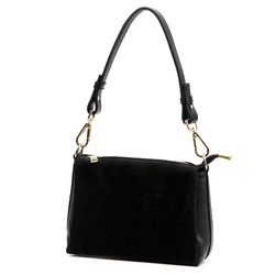 Luka damska listonoszka skórzana zamsz trzykomorowa torebka na ramię