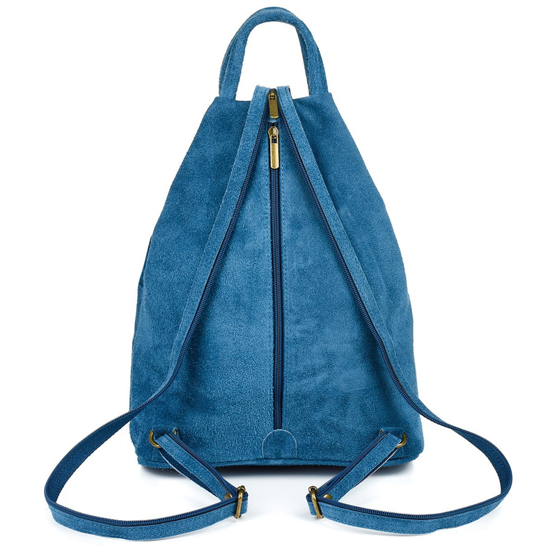 Niebieski Vera Pelle włoski Plecak Skórzany damski mały T53