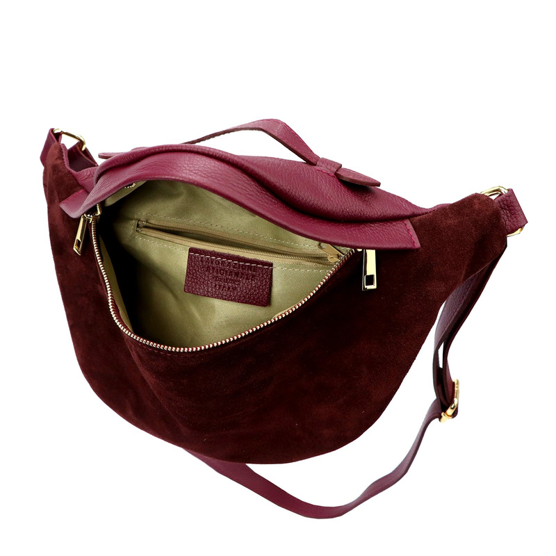 Vera Pelle damska torebka przez ramię skórzana saszetka z kieszeniami