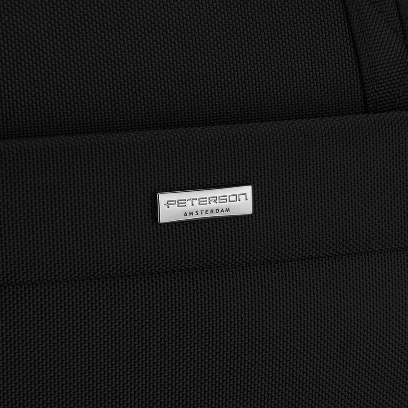 Męska torba na laptopa z wytrzymałej cordury w czarnym kolorze, zamykana suwakiem - Peterson