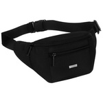 Miejska saszetka męska w czarnym kolorze z kieszenią zewnętrzną na suwak - Peterson